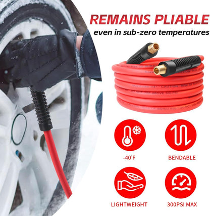 50 Foot Auto Rewind Retractable Air Hose Reel with 3/8" Rubber Hose 250 PSI Heavy Duty Steel Spring Multi Position Ratchet and Solid Brass Fittings for Garage and Workshop (80720)