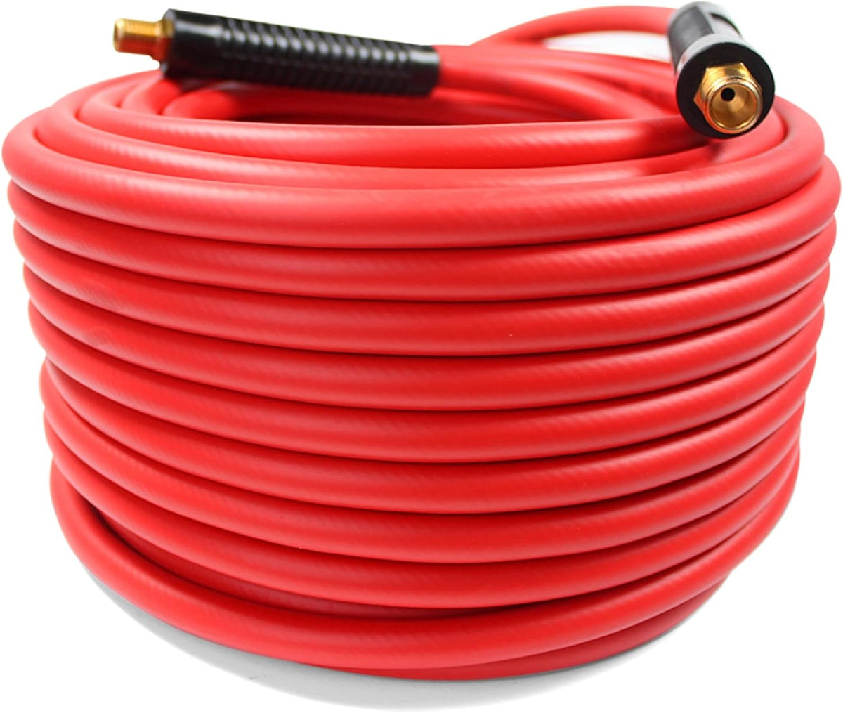 50 Foot Auto Rewind Retractable Air Hose Reel with 3/8" Rubber Hose 250 PSI Heavy Duty Steel Spring Multi Position Ratchet and Solid Brass Fittings for Garage and Workshop (80720)