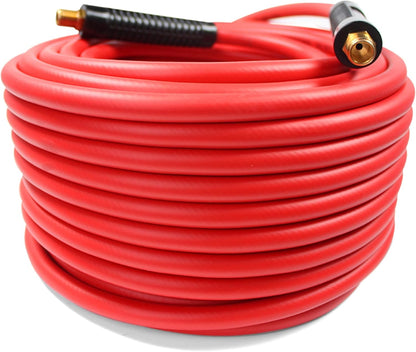 50 Foot Auto Rewind Retractable Air Hose Reel with 3/8" Rubber Hose 250 PSI Heavy Duty Steel Spring Multi Position Ratchet and Solid Brass Fittings for Garage and Workshop (80720)