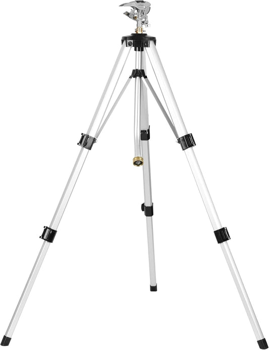 Heavy Duty Impact Sprinkler on Tripod Base, Tall Metal Pulsating Telescoping Tripod Sprinkler for Large Area, Yard, Lawn, Garden, Waters up to 70 Ft. Diameter, Legs Extends Up to 36-inch