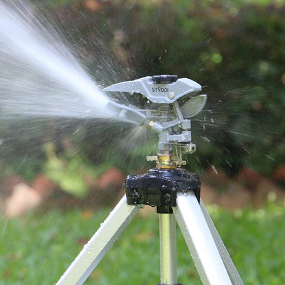 Heavy Duty Impact Sprinkler on Tripod Base, Tall Metal Pulsating Telescoping Tripod Sprinkler for Large Area, Yard, Lawn, Garden, Waters up to 70 Ft. Diameter, Legs Extends Up to 36-inch