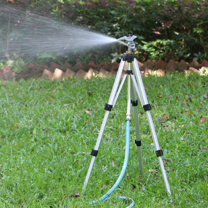 Heavy Duty Impact Sprinkler on Tripod Base, Tall Metal Pulsating Telescoping Tripod Sprinkler for Large Area, Yard, Lawn, Garden, Waters up to 70 Ft. Diameter, Legs Extends Up to 36-inch