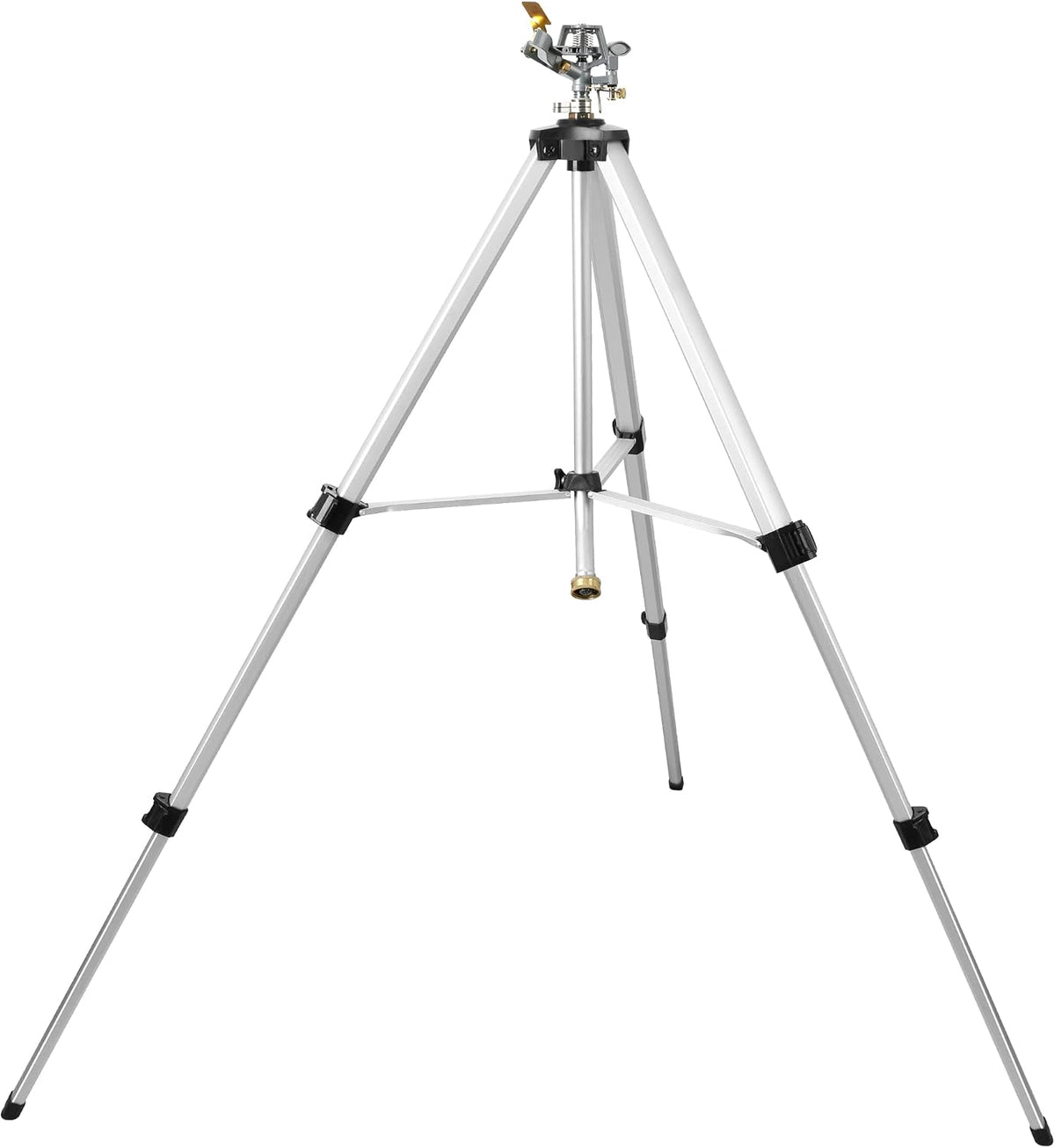 Heavy Duty Impact Sprinkler on Tripod Base, Tall Metal Pulsating Telescoping Tripod Sprinkler for Large Area, Yard, Lawn, Garden, Waters up to 70 Ft. Diameter, Legs Extends Up to 36-inch