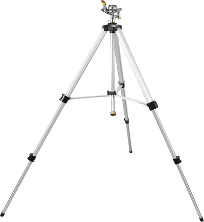 Heavy Duty Impact Sprinkler on Tripod Base, Tall Metal Pulsating Telescoping Tripod Sprinkler for Large Area, Yard, Lawn, Garden, Waters up to 70 Ft. Diameter, Legs Extends Up to 36-inch