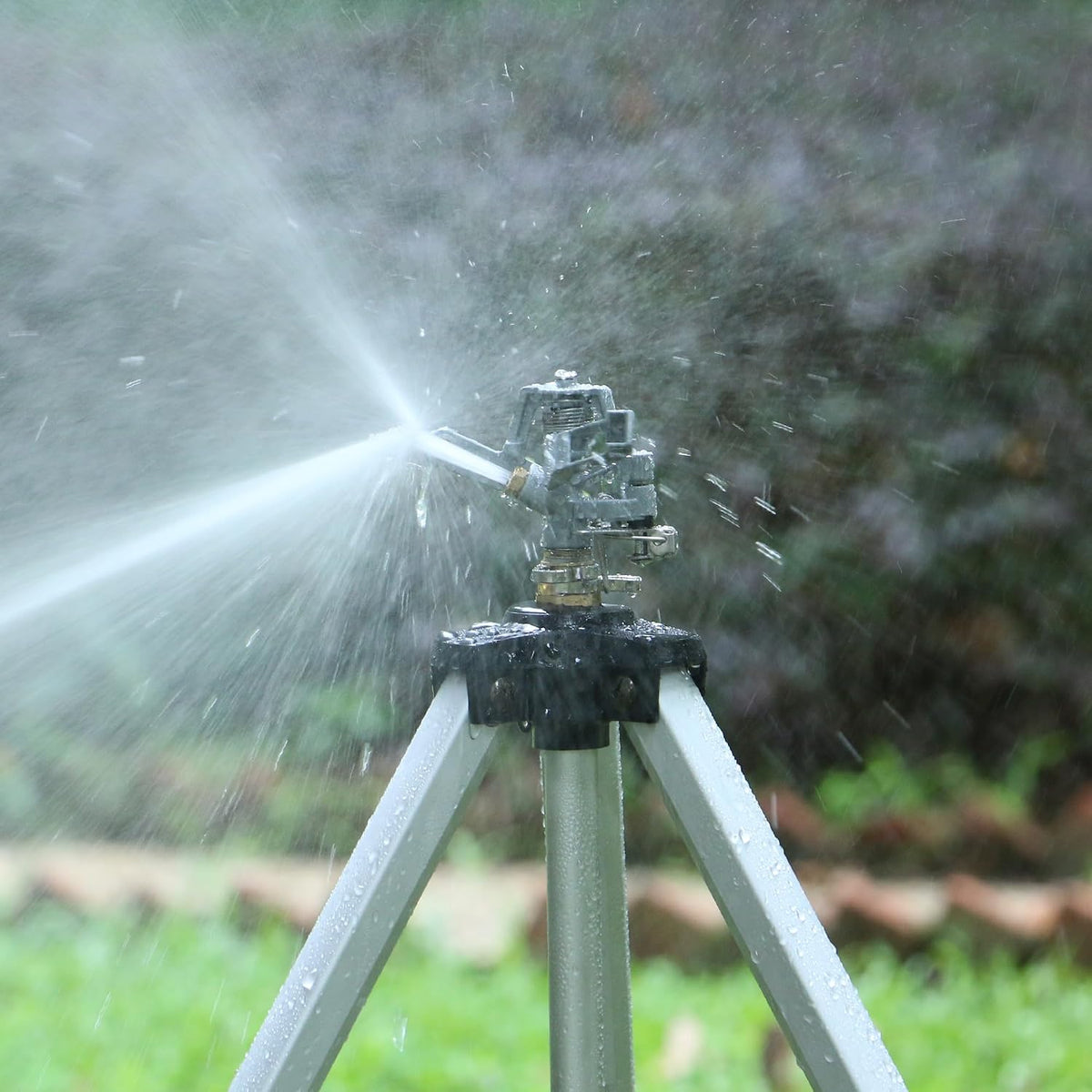 Heavy Duty Impact Sprinkler on Tripod Base, Tall Metal Pulsating Telescoping Tripod Sprinkler for Large Area, Yard, Lawn, Garden, Waters up to 70 Ft. Diameter, Legs Extends Up to 36-inch