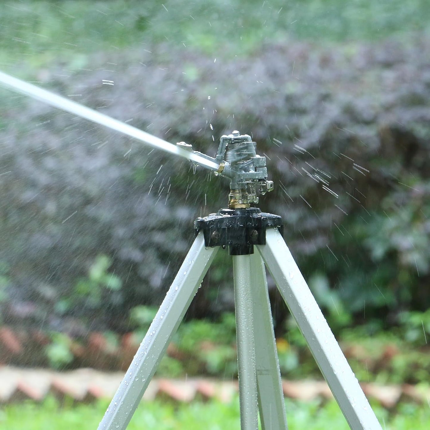 Heavy Duty Impact Sprinkler on Tripod Base, Tall Metal Pulsating Telescoping Tripod Sprinkler for Large Area, Yard, Lawn, Garden, Waters up to 70 Ft. Diameter, Legs Extends Up to 36-inch