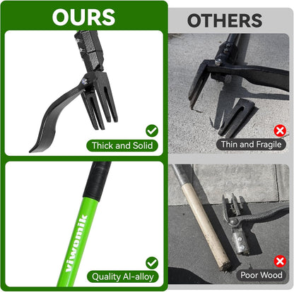 Weed Puller,Stand-Up Weeding Picker Tool,Detachable Hand Weed Root Remover Tool,with 4-Claw Steel Head & 3-Sectioal Pole Long Handle for Lawn/Yard and Garden Gripper Without Bending or Kneeling