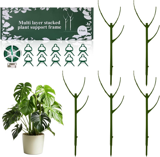 5 Pack Stackable Monstera Plant Support, 11 Inch Plant Support Stakes for Indoor & Outdoor Use, Plants Sticks for Vine Training & Stem Stabilization, Monstera, Pothos, Philodendron