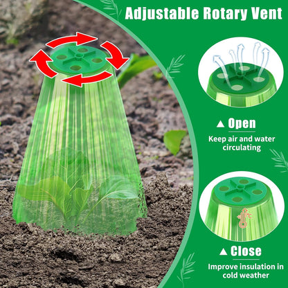 30 Pack Garden Cloches for Plants with Rotary Vent Cover Reusable