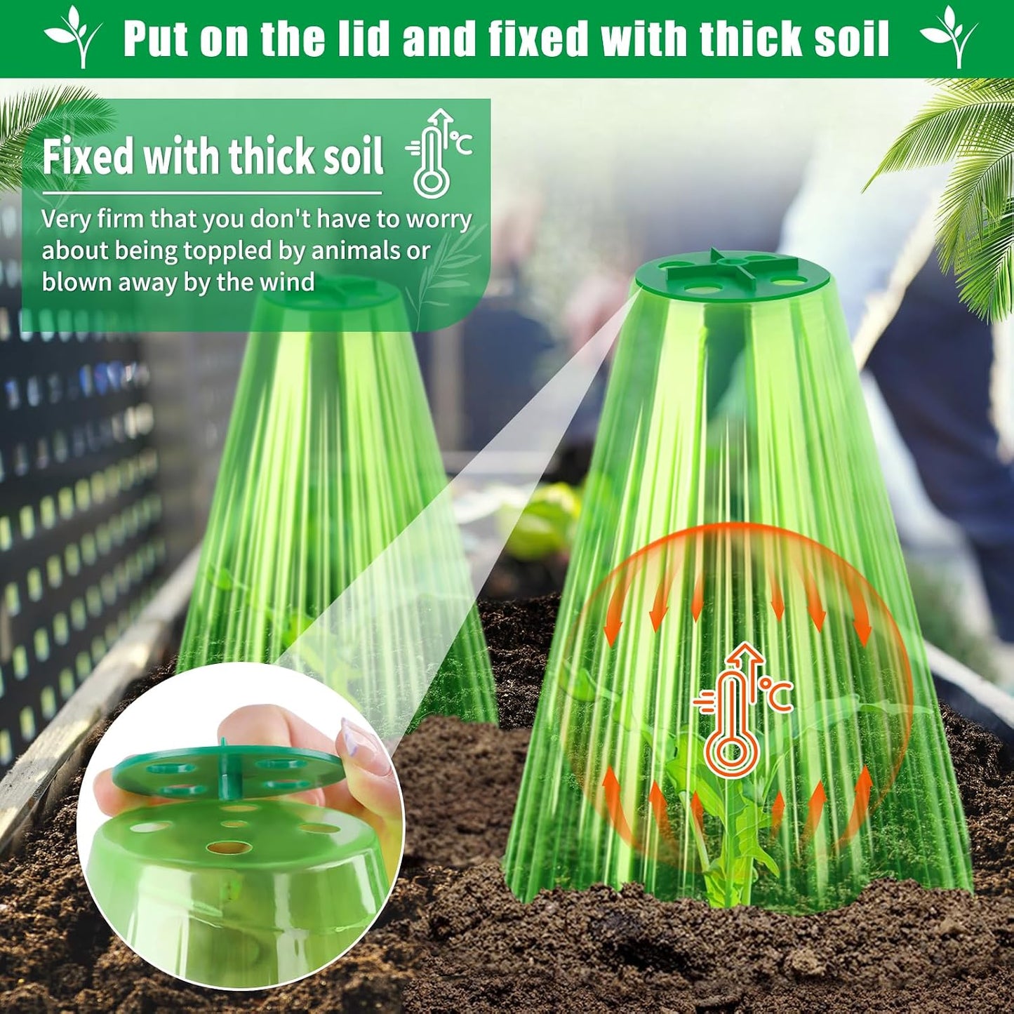 30 Pack Garden Cloches for Plants with Rotary Vent Cover Reusable