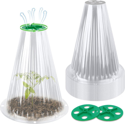 30 Pack Garden Cloches for Plants with Rotary Vent Cover Reusable