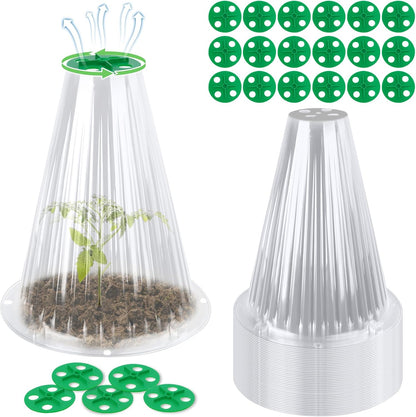 30 Pack Garden Cloches for Plants with Rotary Vent Cover Reusable
