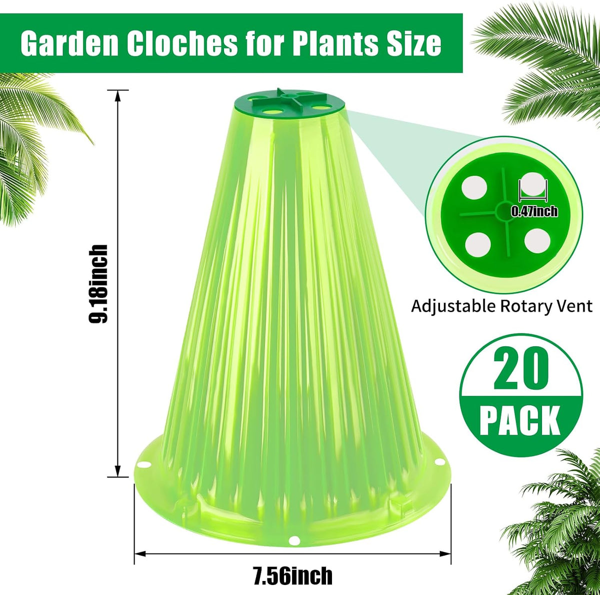 30 Pack Garden Cloches for Plants with Rotary Vent Cover Reusable