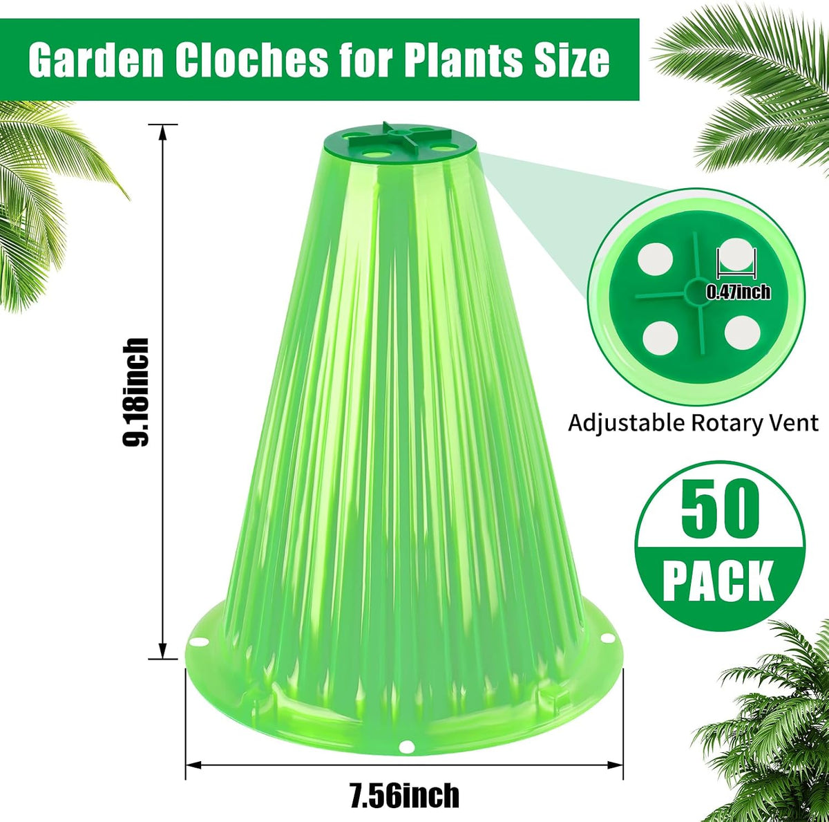 30 Pack Garden Cloches for Plants with Rotary Vent Cover Reusable
