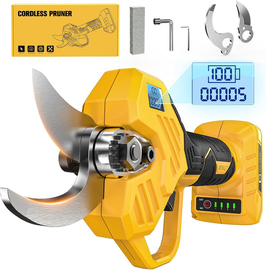 Electric Pruning Shears Compatible with DeWalt 20v Battery, 0.8-2 Inch Max Cutting Diameter Electric Pruner with LCD Display & Imported SK7 Steel Blades for Gardening Tree Pruning(No Battery)