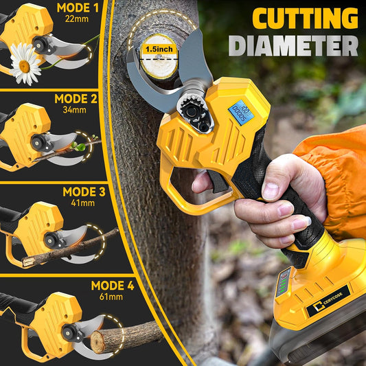 Electric Pruning Shears Compatible with DeWalt 20v Battery, 0.8-2 Inch Max Cutting Diameter Electric Pruner with LCD Display & Imported SK7 Steel Blades for Gardening Tree Pruning(No Battery)