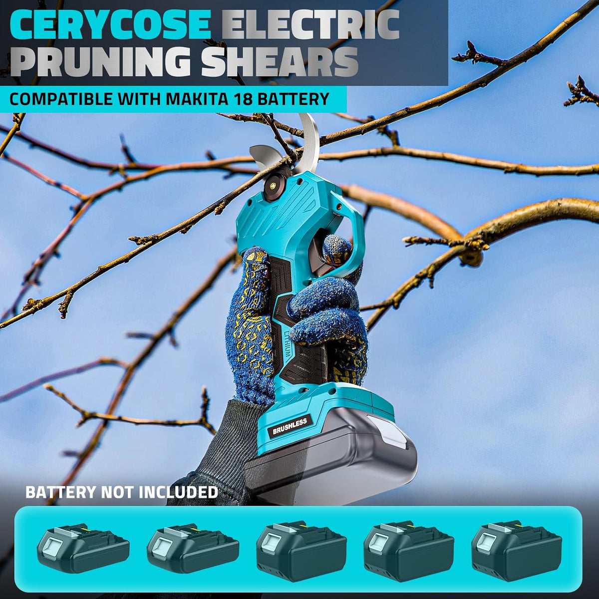 Electric Pruning Shears Compatible with DeWalt 20v Battery, 0.8-2 Inch Max Cutting Diameter Electric Pruner with LCD Display & Imported SK7 Steel Blades for Gardening Tree Pruning(No Battery)