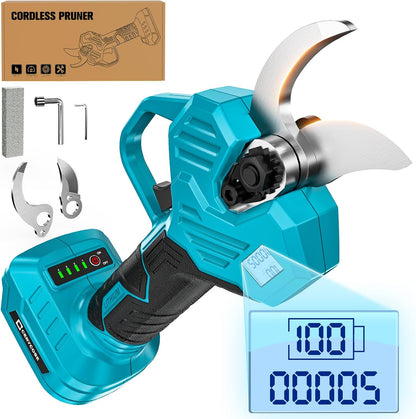 Electric Pruning Shears Compatible with DeWalt 20v Battery, 0.8-2 Inch Max Cutting Diameter Electric Pruner with LCD Display & Imported SK7 Steel Blades for Gardening Tree Pruning(No Battery)