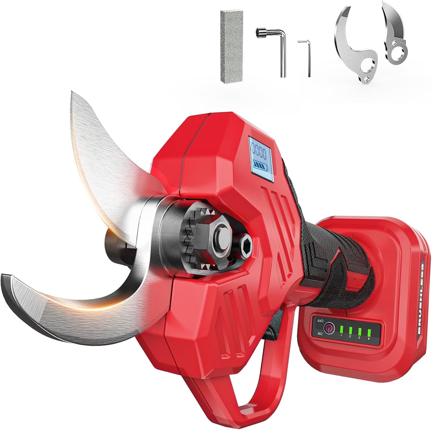 Electric Pruning Shears Compatible with DeWalt 20v Battery, 0.8-2 Inch Max Cutting Diameter Electric Pruner with LCD Display & Imported SK7 Steel Blades for Gardening Tree Pruning(No Battery)