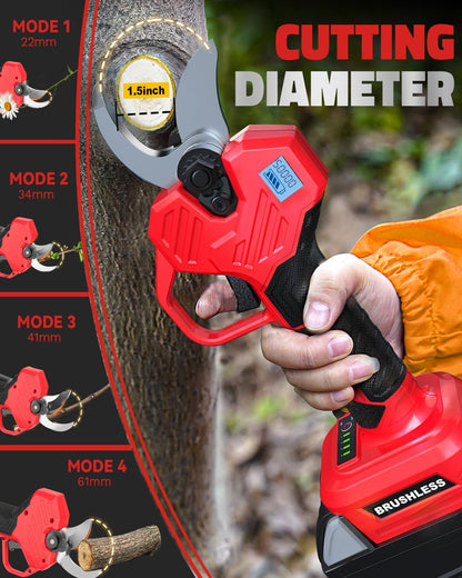 Electric Pruning Shears Compatible with DeWalt 20v Battery, 0.8-2 Inch Max Cutting Diameter Electric Pruner with LCD Display & Imported SK7 Steel Blades for Gardening Tree Pruning(No Battery)