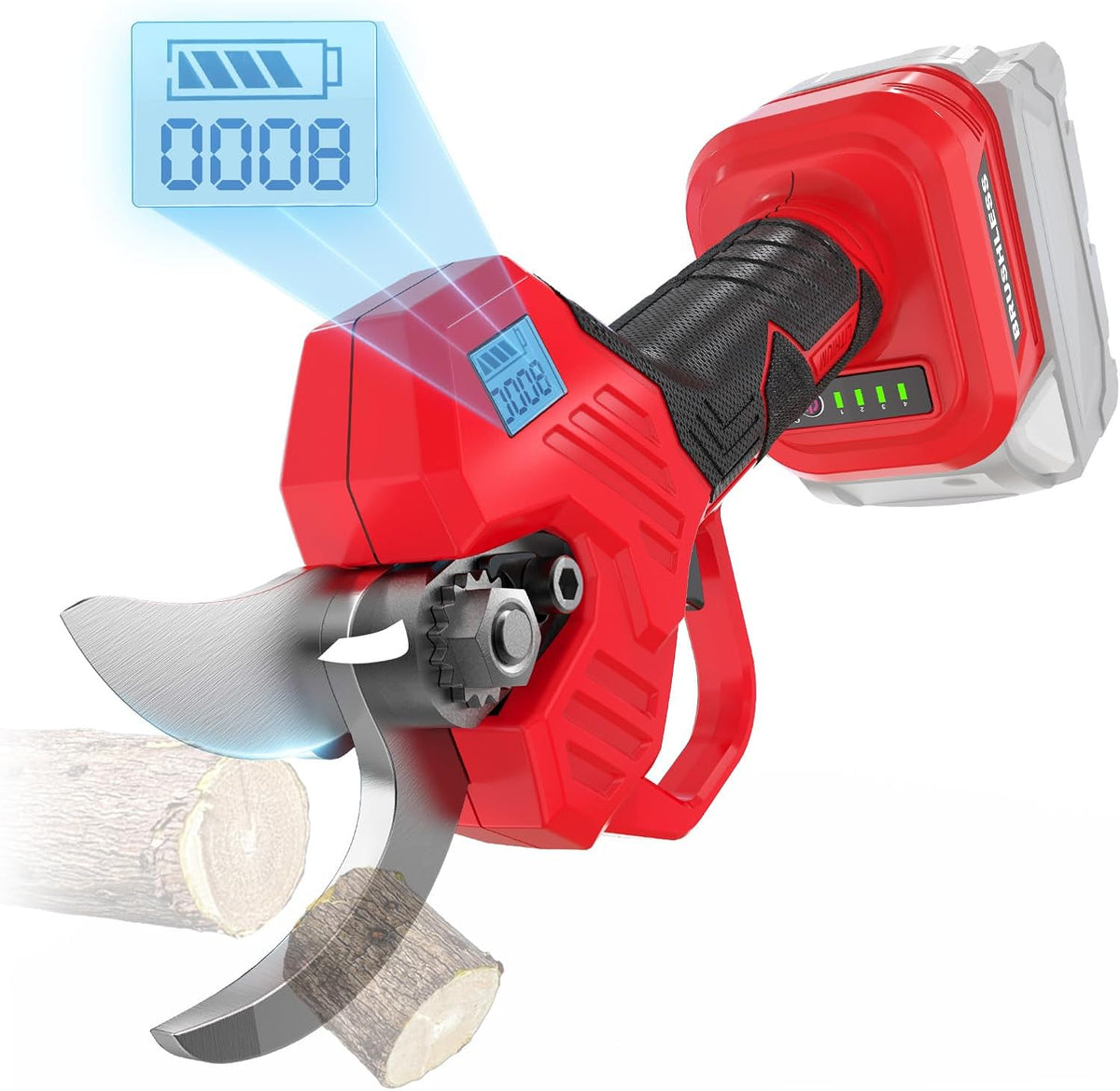 Electric Pruning Shears Compatible with DeWalt 20v Battery, 0.8-2 Inch Max Cutting Diameter Electric Pruner with LCD Display & Imported SK7 Steel Blades for Gardening Tree Pruning(No Battery)