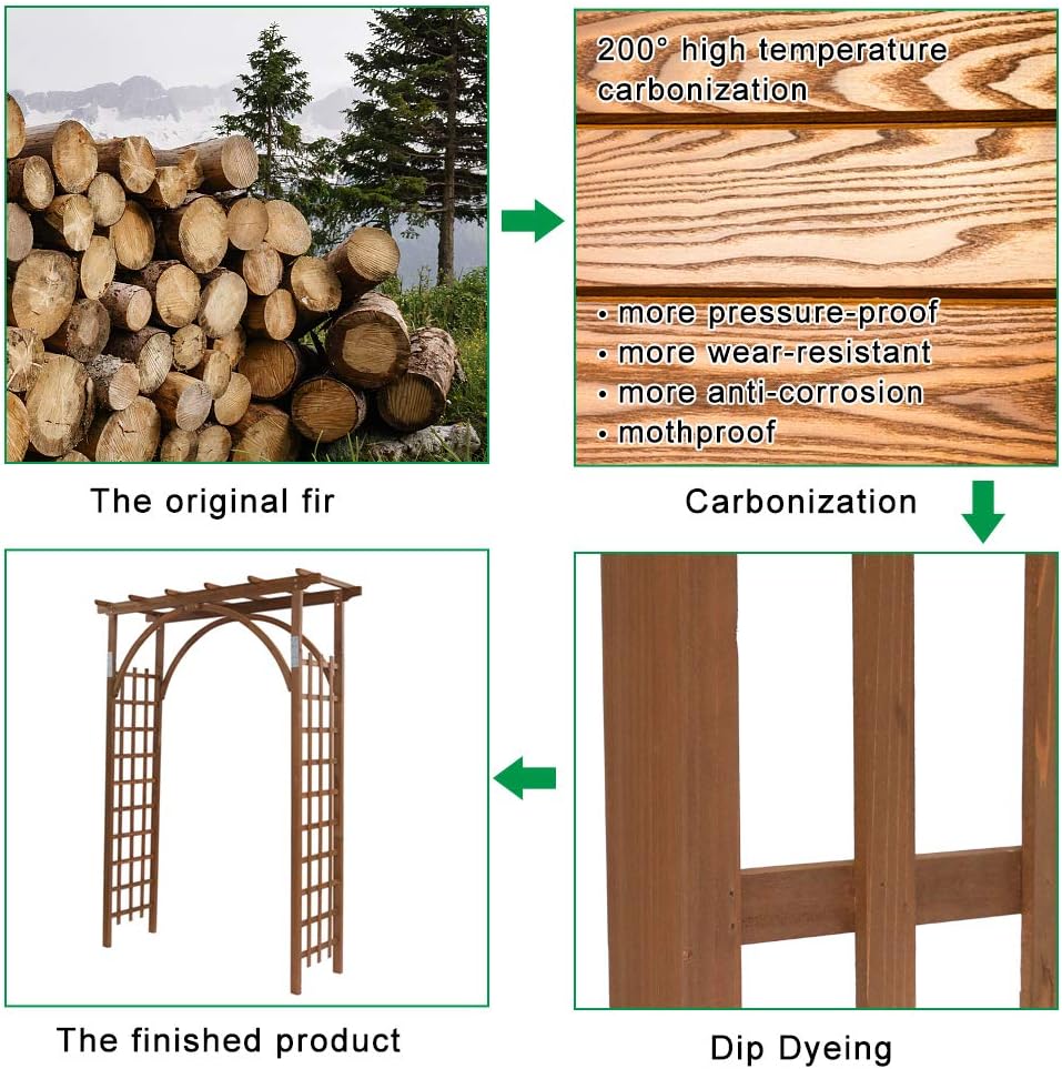85in Wooden Arbor Garden Arch, Wedding Arch for Ceremony, Wood Trellis for Plant Climbing, Christmas Decor Pergola for Garden Backyard, Lawn