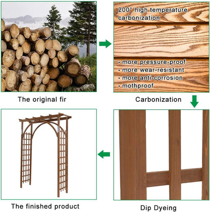 85in Wooden Arbor Garden Arch, Wedding Arch for Ceremony, Wood Trellis for Plant Climbing, Christmas Decor Pergola for Garden Backyard, Lawn