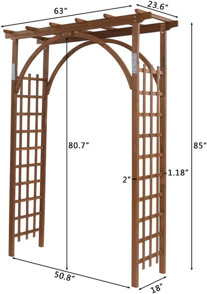 85in Wooden Arbor Garden Arch, Wedding Arch for Ceremony, Wood Trellis for Plant Climbing, Christmas Decor Pergola for Garden Backyard, Lawn
