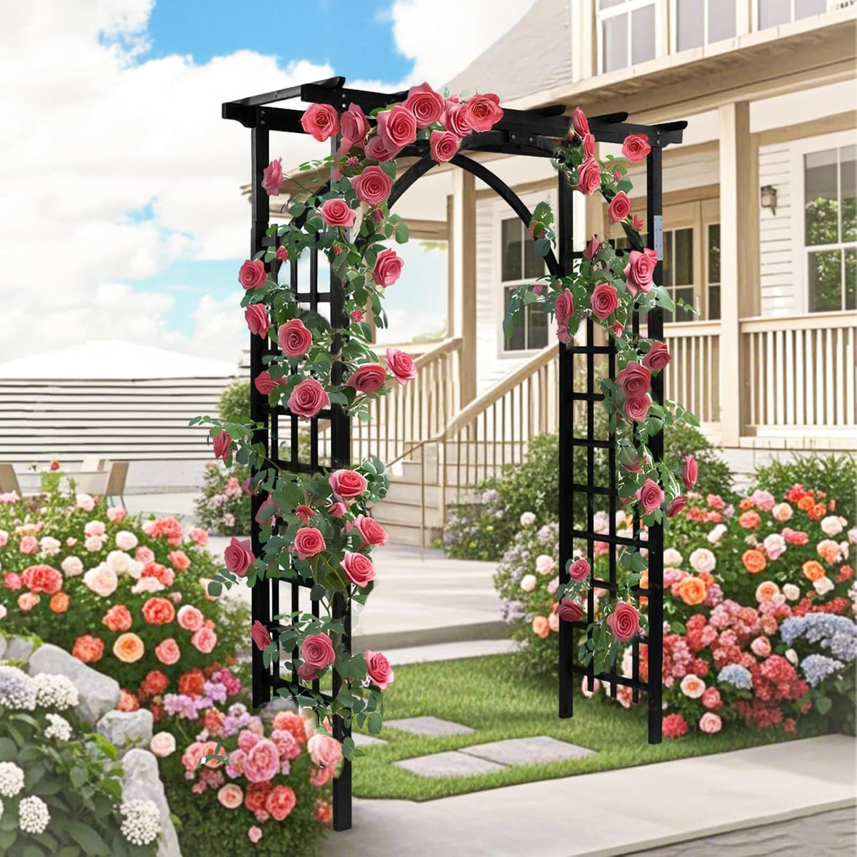 85in Wooden Arbor Garden Arch, Wedding Arch for Ceremony, Wood Trellis for Plant Climbing, Christmas Decor Pergola for Garden Backyard, Lawn