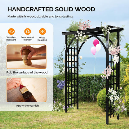 85in Wooden Arbor Garden Arch, Wedding Arch for Ceremony, Wood Trellis for Plant Climbing, Christmas Decor Pergola for Garden Backyard, Lawn