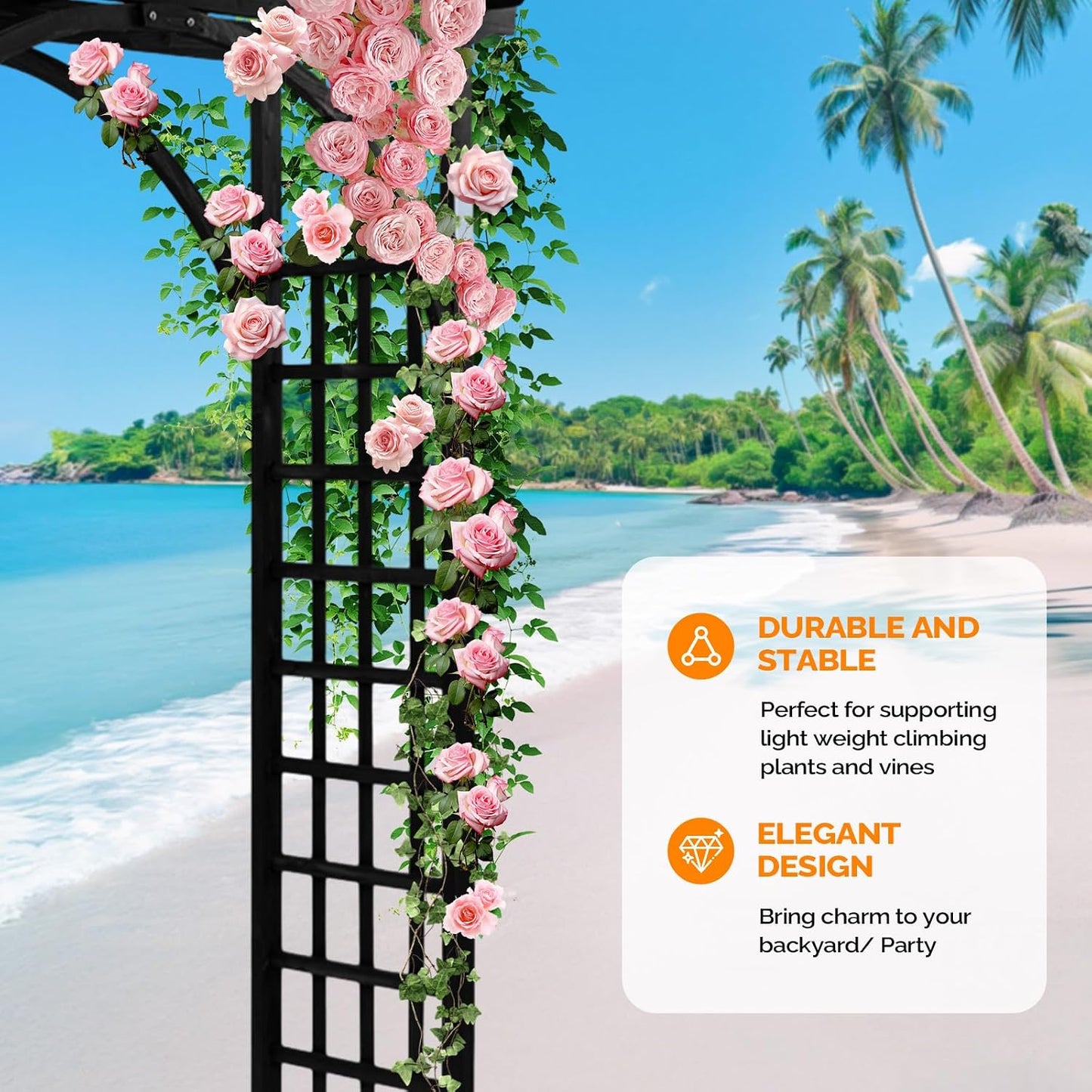 85in Wooden Arbor Garden Arch, Wedding Arch for Ceremony, Wood Trellis for Plant Climbing, Christmas Decor Pergola for Garden Backyard, Lawn
