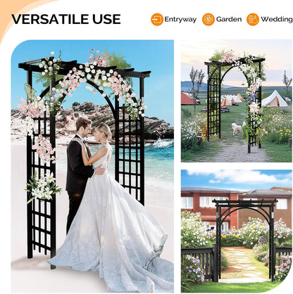 85in Wooden Arbor Garden Arch, Wedding Arch for Ceremony, Wood Trellis for Plant Climbing, Christmas Decor Pergola for Garden Backyard, Lawn
