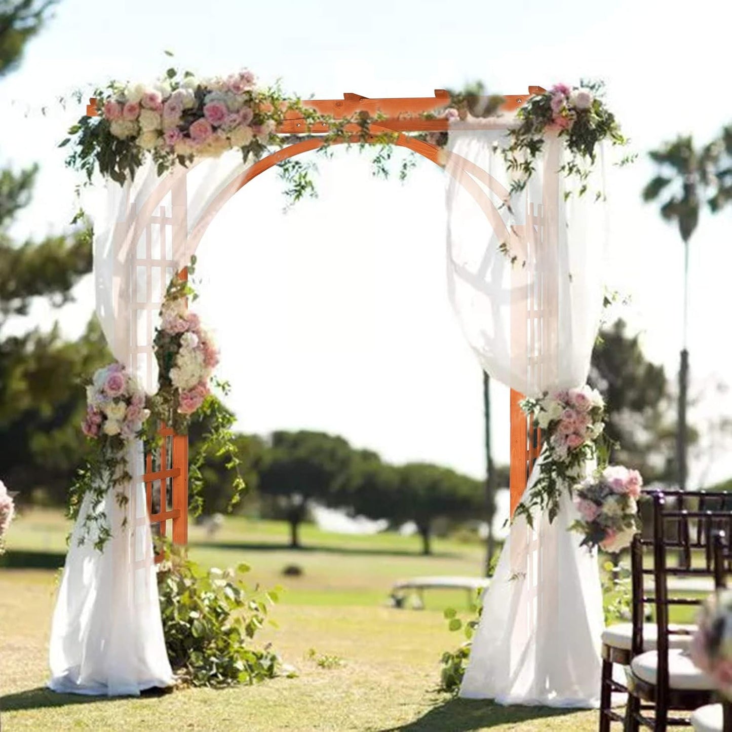 85in Wooden Arbor Garden Arch, Wedding Arch for Ceremony, Wood Trellis for Plant Climbing, Christmas Decor Pergola for Garden Backyard, Lawn