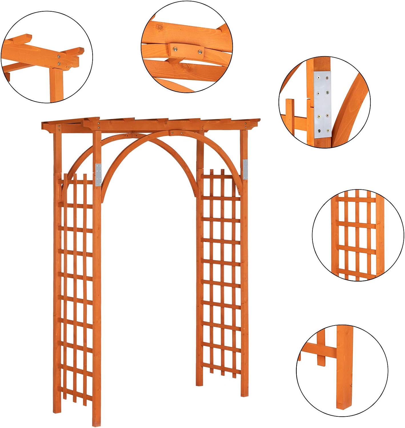 85in Wooden Arbor Garden Arch, Wedding Arch for Ceremony, Wood Trellis for Plant Climbing, Christmas Decor Pergola for Garden Backyard, Lawn