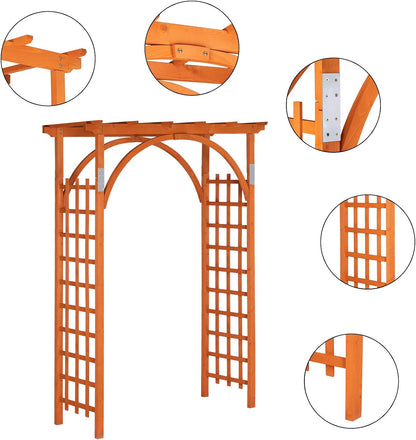 85in Wooden Arbor Garden Arch, Wedding Arch for Ceremony, Wood Trellis for Plant Climbing, Christmas Decor Pergola for Garden Backyard, Lawn