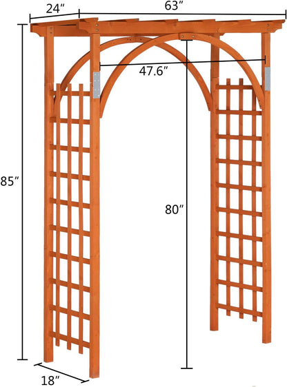 85in Wooden Arbor Garden Arch, Wedding Arch for Ceremony, Wood Trellis for Plant Climbing, Christmas Decor Pergola for Garden Backyard, Lawn