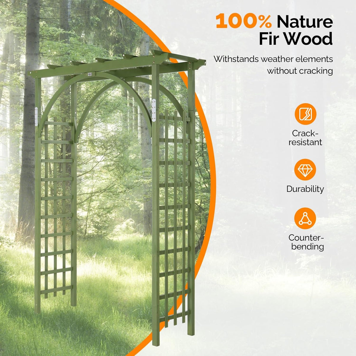 85in Wooden Arbor Garden Arch, Wedding Arch for Ceremony, Wood Trellis for Plant Climbing, Christmas Decor Pergola for Garden Backyard, Lawn