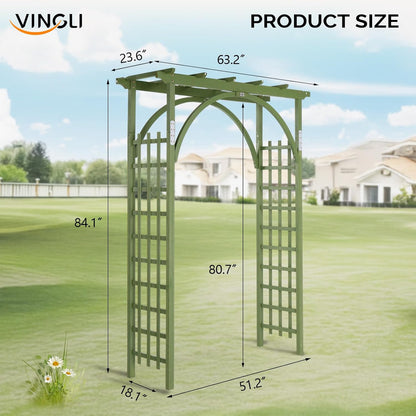 85in Wooden Arbor Garden Arch, Wedding Arch for Ceremony, Wood Trellis for Plant Climbing, Christmas Decor Pergola for Garden Backyard, Lawn