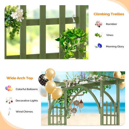 85in Wooden Arbor Garden Arch, Wedding Arch for Ceremony, Wood Trellis for Plant Climbing, Christmas Decor Pergola for Garden Backyard, Lawn