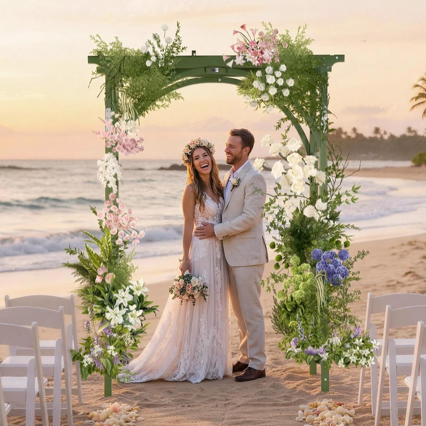 85in Wooden Arbor Garden Arch, Wedding Arch for Ceremony, Wood Trellis for Plant Climbing, Christmas Decor Pergola for Garden Backyard, Lawn