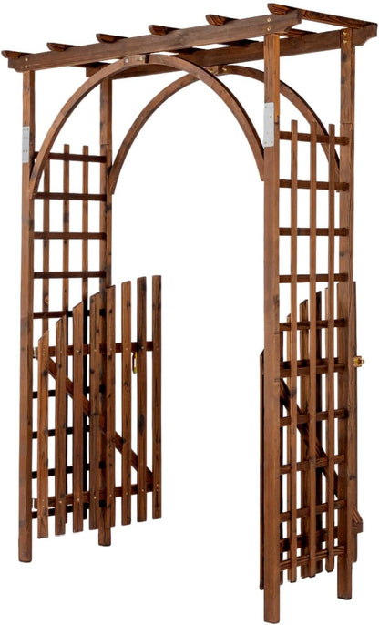 85in Wooden Arbor Garden Arch, Wedding Arch for Ceremony, Wood Trellis for Plant Climbing, Christmas Decor Pergola for Garden Backyard, Lawn
