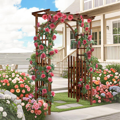 85in Wooden Arbor Garden Arch, Wedding Arch for Ceremony, Wood Trellis for Plant Climbing, Christmas Decor Pergola for Garden Backyard, Lawn