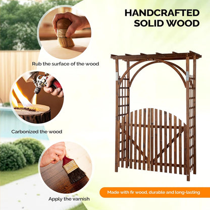 85in Wooden Arbor Garden Arch, Wedding Arch for Ceremony, Wood Trellis for Plant Climbing, Christmas Decor Pergola for Garden Backyard, Lawn
