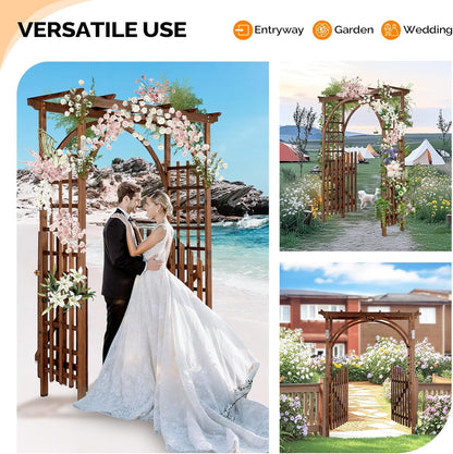 85in Wooden Arbor Garden Arch, Wedding Arch for Ceremony, Wood Trellis for Plant Climbing, Christmas Decor Pergola for Garden Backyard, Lawn