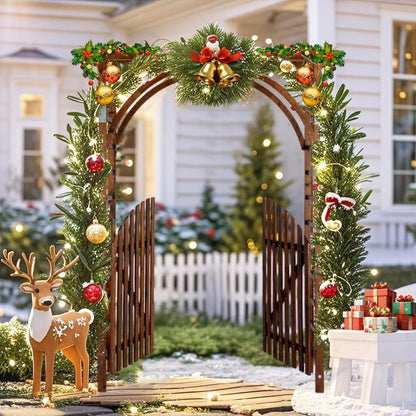 85in Wooden Arbor Garden Arch, Wedding Arch for Ceremony, Wood Trellis for Plant Climbing, Christmas Decor Pergola for Garden Backyard, Lawn