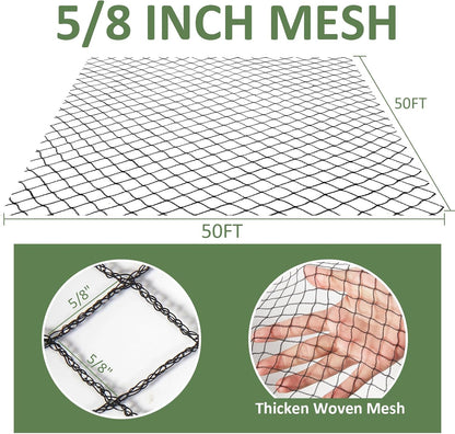 Heavy Duty Garden Netting with 5/8" Mesh, 25x25 Ft Extra Strong Woven Poultry Netting Plant Protection Netting for Fruit Trees, Vegetables & Flowers, Animal Fencing Against Birds, Deer, Poultry