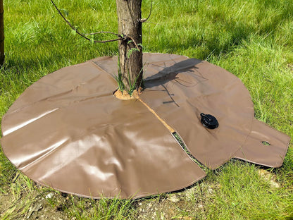 20gal Tree Watering Ring with Coconut Fiber Mulch Ring, Deep Root&Slow Release&Automatic Drip Irrigation Watering System for Trees and shrubs (2*Watering Ring +2* Mulch Mat)