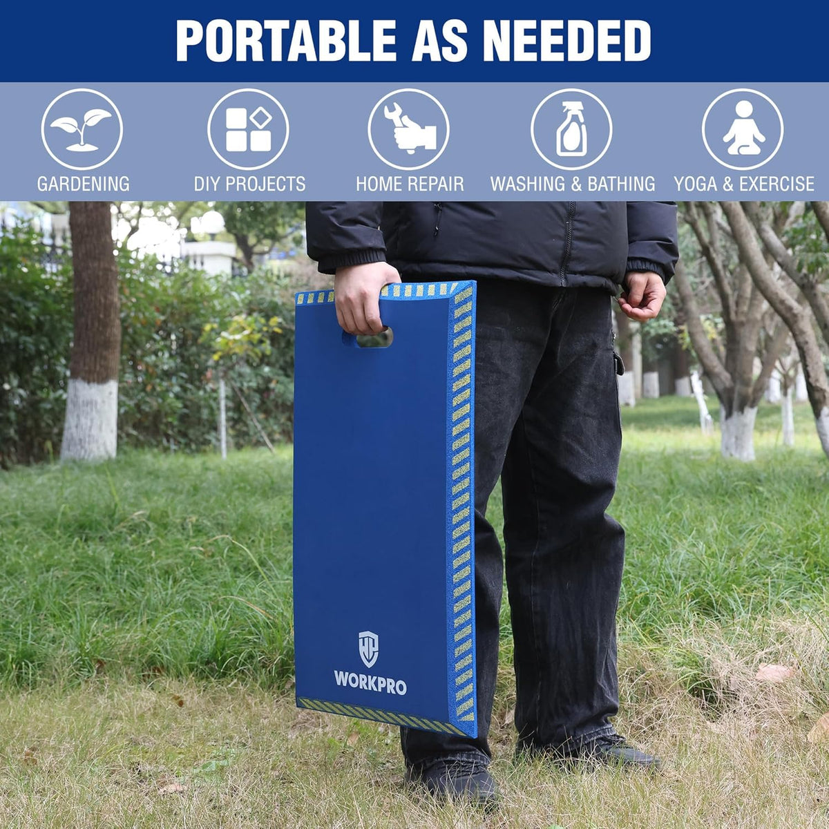 WORKPRO Extra Thick Kneeling Pad, Soft NBR Foam Knee Cushioning, Extra Large Foam Kneeler Mat for Auto-Repair, Gardening, Workout Supplies, 28 x 16 x 1.2in, Black