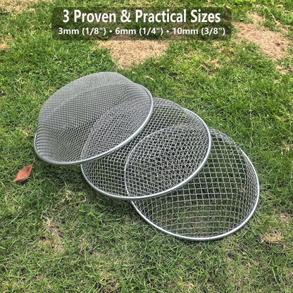 2PCS YUEBM Gardening Sand Soil Compost Sifter Perfect for 5 Gallon Bucket, 1/4 Inch Mesh, 1/8 Inch Mesh