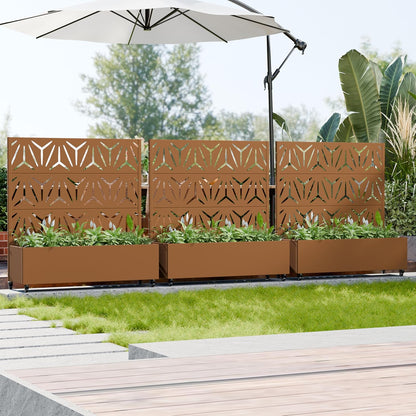 Casaphoria Metal Raised Garden Bed with Trellis and Wheels, 72"x47"x16" Planter Box for Climbing Plants, Vegetables & Vines, Features Drainage Holes and Privacy Screen (Black-Louver) - Colors B